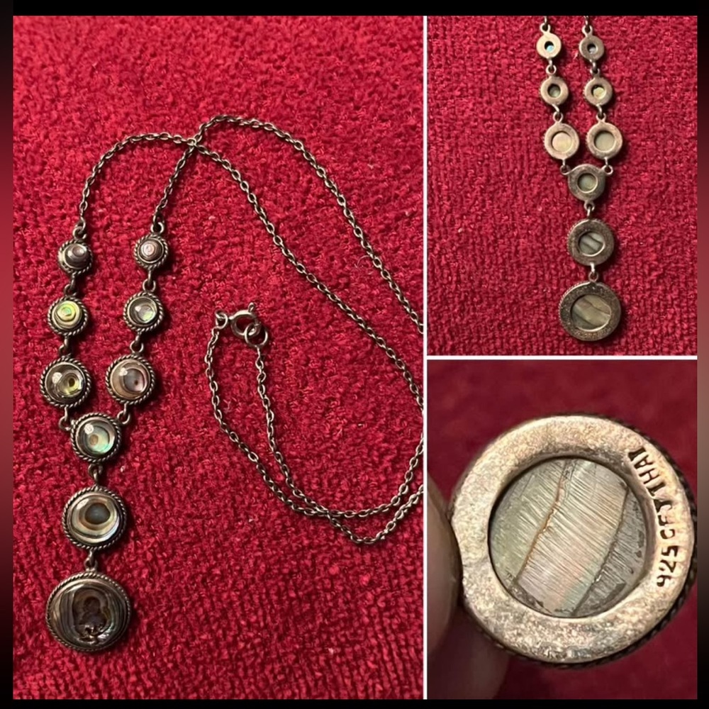 Vintage Sterling and Abalone Pendant Necklace